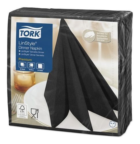 Servilleta Desechable Tipo Tela Tork Linstyle Negra 50 Unid