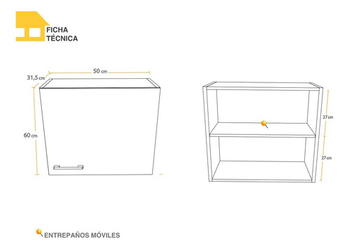 Imagen 6 de 10 de Mueble Módulo Aéreo Puerta Derecha Casa Lista Útil Cocina