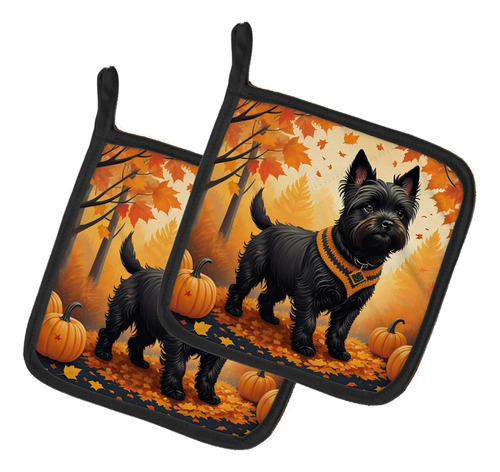 Dac1032pthd Black Cairn Terrier Fall Pair Of Pot Holders Kit