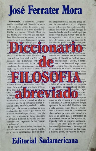 Libro - Diccionario De Filosofía Abreviado - José Ferrater 