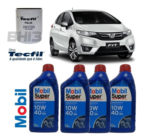 Kit De Troca De Óleo Fit 1.5 Honda Mobil 10w40 Psl55