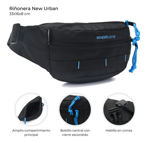 Riñonera De Hombre Urban Tactica Deportiva Mujer Antirrobo Color Negro Diseño De La Tela Lisa