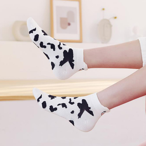 2 Pares De Calcetines Cortos Con Estampado De Vaca Adorables