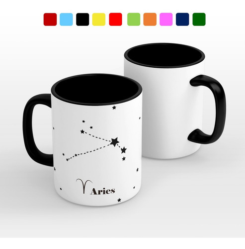 Taza Personalizada Aries Modelo Interior Y Asa De Color