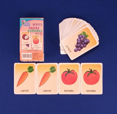 Imagen 2 de 2 de Memorama Frutas Y Verduras En Ingles 60 Tarjetas