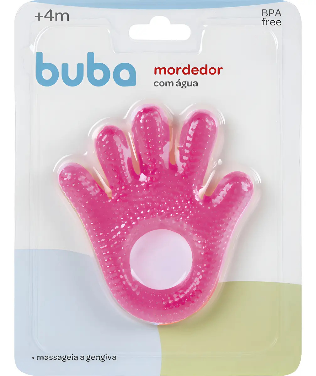 Mordedor Buba De Água Gelado Pra Gengiva Macio Mãozinha Bebe Rosa Mãozinha