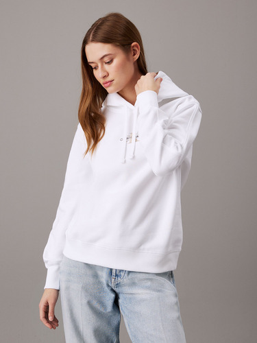 Polerón Mujer Felpa Bordado Blanco Calvin Klein