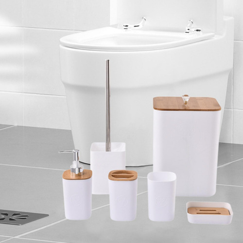 6 Piezas De Accesorios De Baño Set De Cepillo De Cuadrado