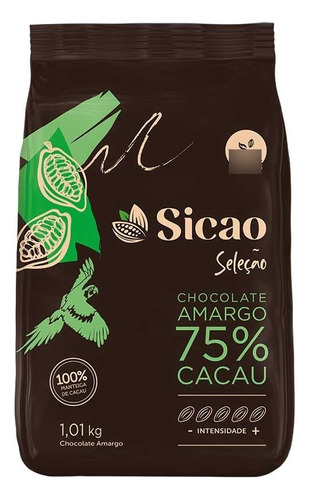 Chocolate Amargo 75% Cacau Seleção Gotas 1,01kg Sicao