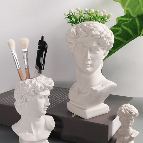 2 Juegos De Estatuas De Busto Griego De David, Maceta,