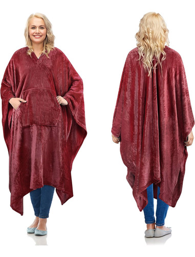 Manta Poncho Abrazable De Polar Adultos Mujeres Hombres...