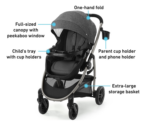 Cochecito 3 En 1 Convertible Portabebés Y Asiento Reversible