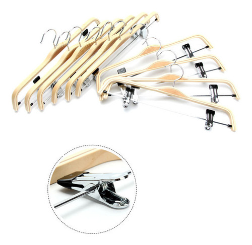 Paquete De 10 Perchas Para Pantalones O Faldas De Madera Con