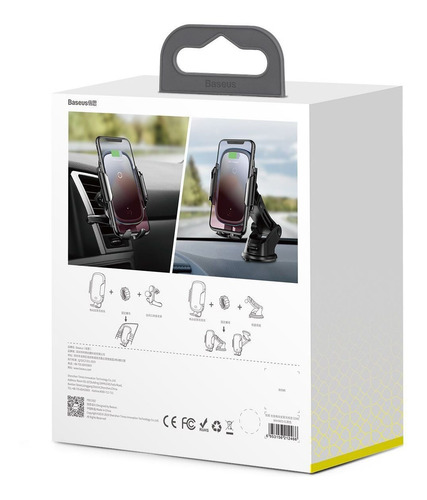 Suporte Veicular Com Carregamento Sem Fio Baseus Light 15w