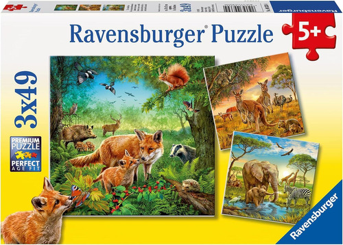 Ravensburger Rompecabezas: Animales Del Mundo 3 Pack