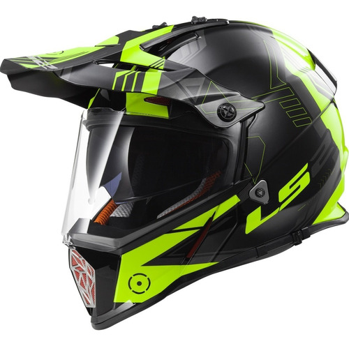 Casco Moto Ls2 Mx 436 Pioneer Trigger Negro Amarillo Flu