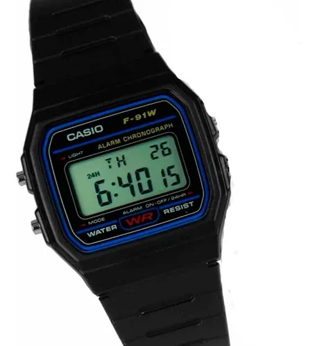 Reloj Casio Vintage Original Hombre Resina Negro F-91W-1D