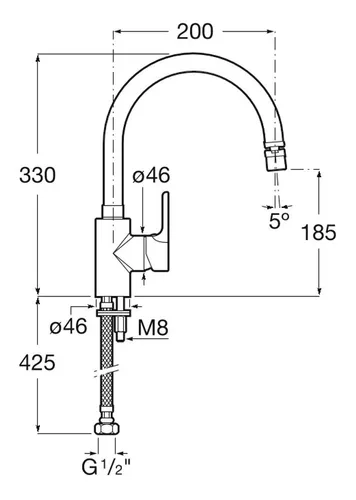 GRIFO COCINA ROCA CAÑO ALTO L20