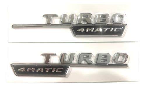 2 Emblemas Turbo 4 Matic Mercedes Benz Cromo