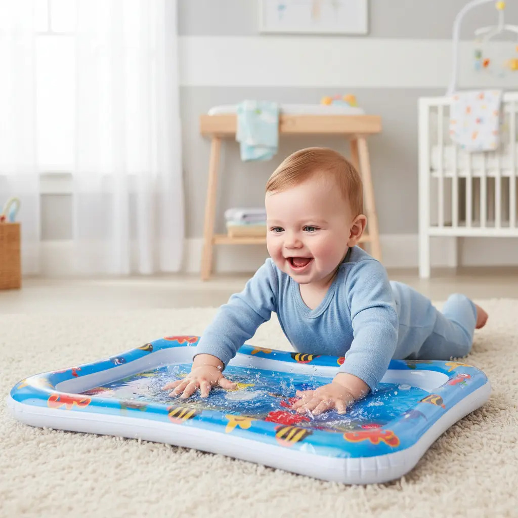 Alfombra Sensorial Para Bebes Inflable Con Agua Y Aire Centro De Actividades Animales Marinos Suave Acolchada Estimula Sentidos Movimiento Desarrollo Divertida Fortalece Cuello Brazos