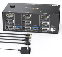 Comprar Kvm Switch Splitter Dp - Hdmi Usb 3.0 - 2 Pc En 3 Monitores