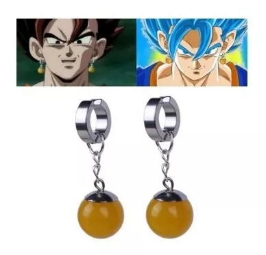 Brincos Potara Verde E Amarelo Pressão Dragon Ball Goku Kit em