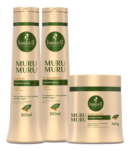 Kit Haskell 500ml Shampoo Condicionador Máscara Cavalo Forte