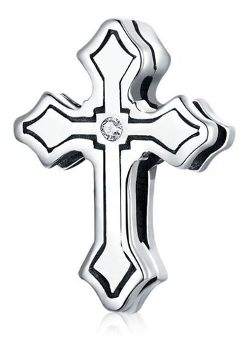 Charm Dije Clip Cruz Para Pulsera Plana En Plata 925 