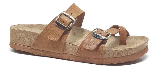 Zueco Sandalia Ojota Estilo Birkenstock Cuero Hebillas 1019