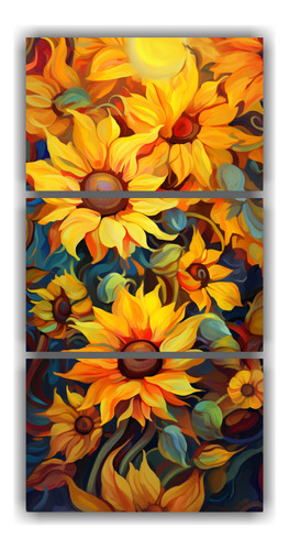 90x180cm Cuadro Abstracto Sol Van Gogh Colores Amarillo Y Bl