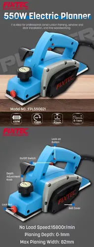Cepillo Electrico Fixtec Fpl550821- 550w + 5 Accesorios