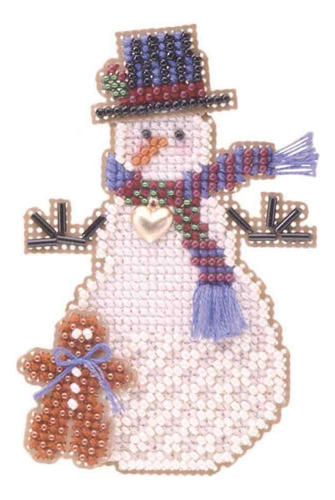 Gingerman Nieve Charmer  cuaderno Abalorio Punto Cruz Kit