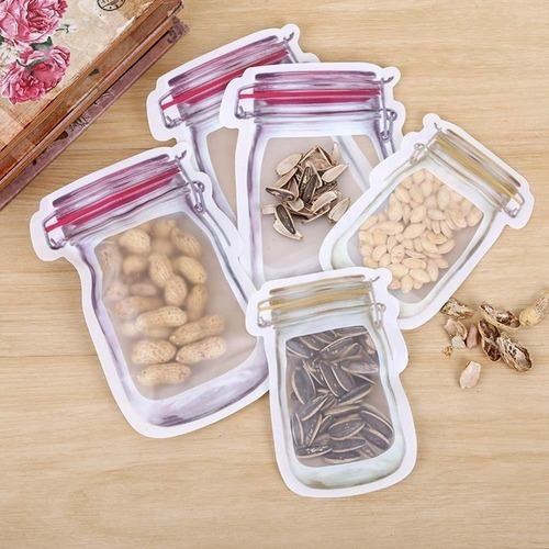 Imagen 5 de 5 de Bolsas Zipper Hermetica Reutilizable Frasco Mediana X2