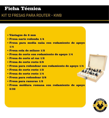 Imagen 2 de 10 de Set De Fresas Tupi Router Rebajador 12u Dewalt Makita Kwd