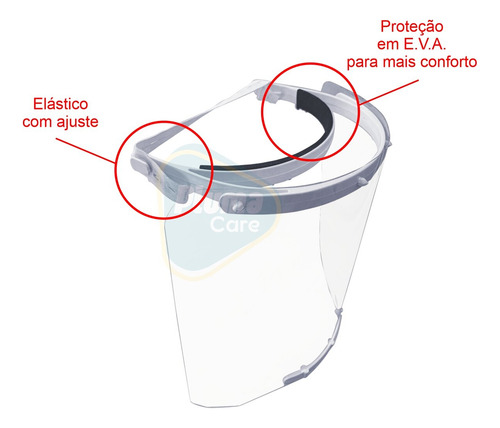 Kit Com 3 Máscaras Proteção Facial Face Shield - C/ Elástico