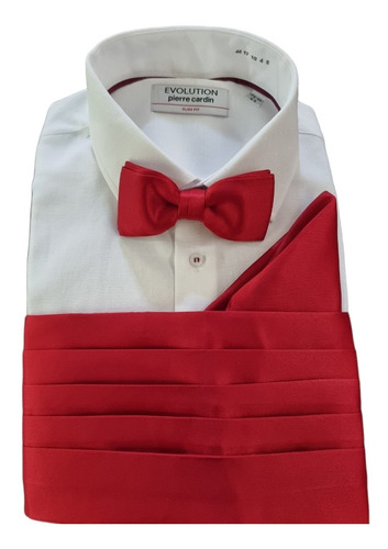 Fajilla Con Pañuelo Y Moño Adulto Ajustable Smoking 3 Piezas Rojo