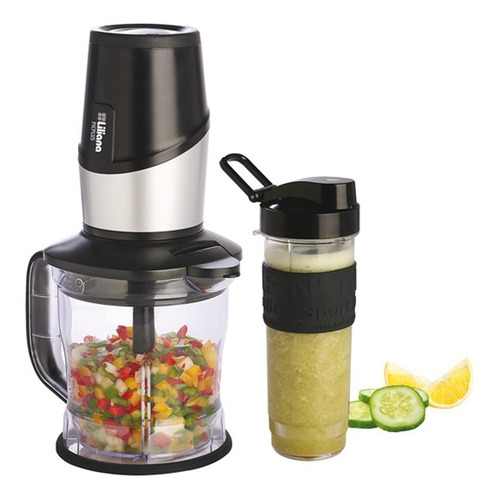 Imagen 4 de 9 de Licuadora/picadora portátil Liliana PicPlus AM312 1.2 L negra con jarra de plástico 220V - 240V