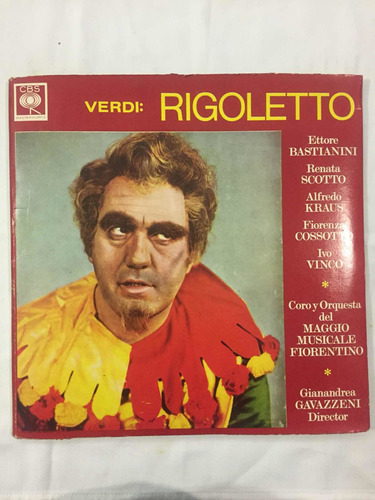Disco Vinilo Rigoletto Verdi Cbs Lp Bastianini Scotto Kraus