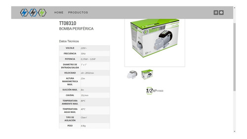 Imagen 2 de 4 de Bomba Periferica 1/2 Hp Elevadora Con Turbina De Bronce