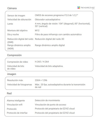 Cámara Ezviz C6n 2k 3mp Wifi 360° Seguimiento Inteligente