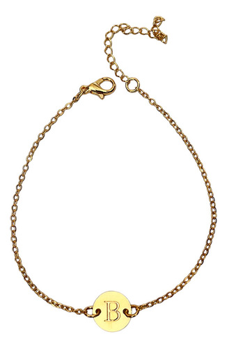 Pulseira De Elos Com Letra B Banhada A Ouro