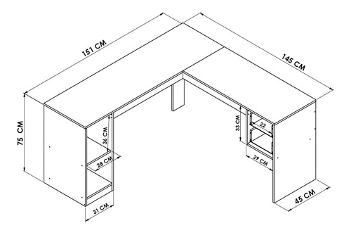Escritorio Muebles Web Linea Premium Mdp 2935 - Esquinero - 2 Cajones 1 Puerta - Almendra/onix