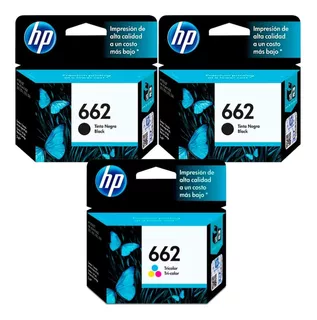 Kit 3 Cartuchos Tinta Hp 662 2 Negro Y 1 Tricolor