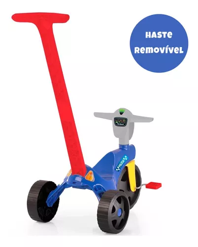 Triciclo Motoca Praia e Campo Azul Com Haste 4239 Homeplay