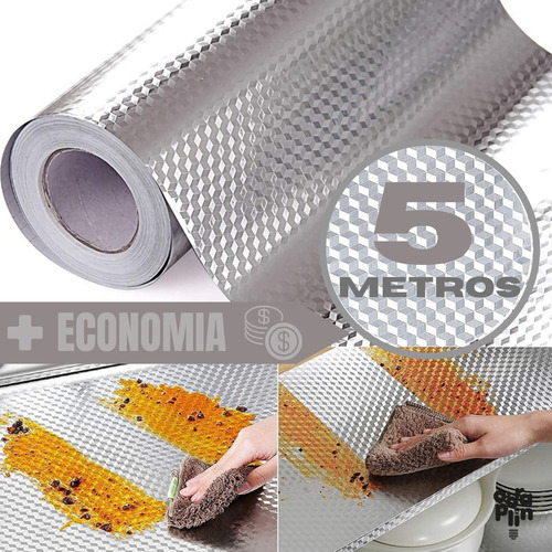 Papel Alumínio Adesivo Impermeável Protetor Fogão 5mx60cm