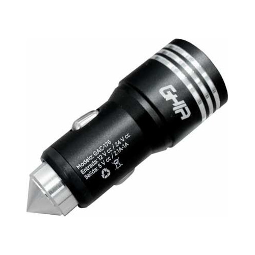 Ghia Cargador Para Auto Gac-176, 5v, 2x Usb 2.0, Negro