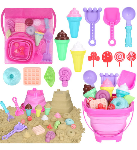 Set De Juguetes De Playa Con Cubeta Plegable Para Niños