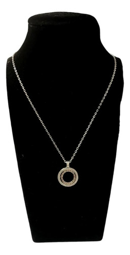 Cadena Collar Plata Ley 925 Circulo Doble Brillante +estuche