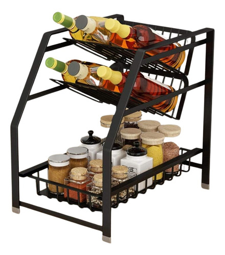 Organizador Rack Especiero De Cocina Botellas 3 Niveles