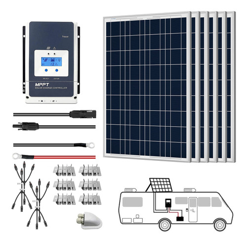 Acopower Panel Policristalino Solar Rv Kits Con Controlador 